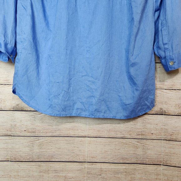 J Jill Navy Tunic Shirt Lagenlook 100% Linen Half Button Size Medium - Picture 11 of 12